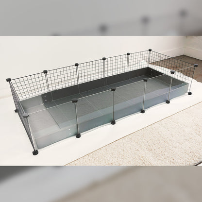 GuineaDad Piggy Condo C&C Cage expanded from a 2x4 to a 2x5 configuration using the 2x1 Add-On. This image highlights the seamless integration of the add-on, illustrating the ease of expanding the cage to provide additional space for guinea pigs.