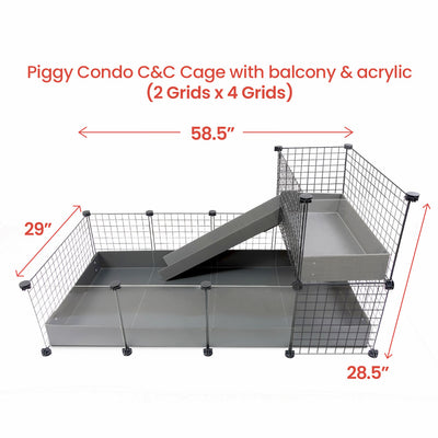 Piggy Condo C&C Cage with Balcony & Ramp