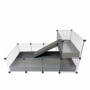 Piggy Condo C&C Cage with an integrated Balcony and Ramp, offering a spacious and enriching environment for guinea pigs, presented on a plain white background.