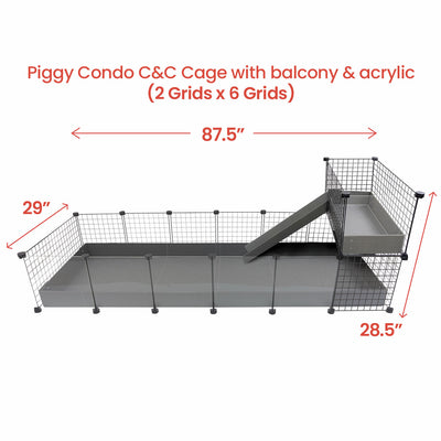 Piggy Condo C&C Cage with Balcony & Ramp