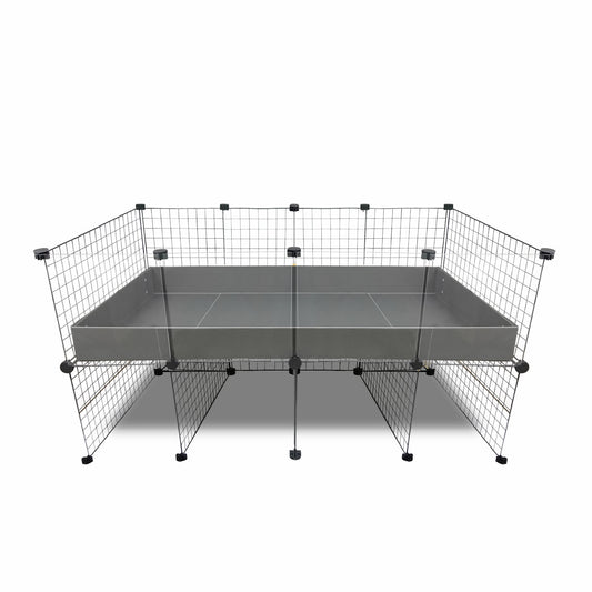 Sleek and modern Piggy Condo C&C Cage with Pillars, featuring a clean, white background. Its design allows for efficient organization and management of guinea pig supplies, providing an optimal and stylish space for guinea pig care and comfort.