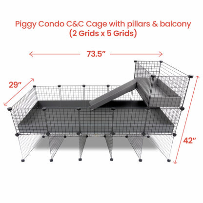 Piggy Condo C&C Cage with Pillars, Balcony, and Ramp