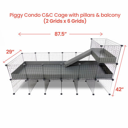 Piggy Condo C&C Cage with Pillars, Balcony, and Ramp