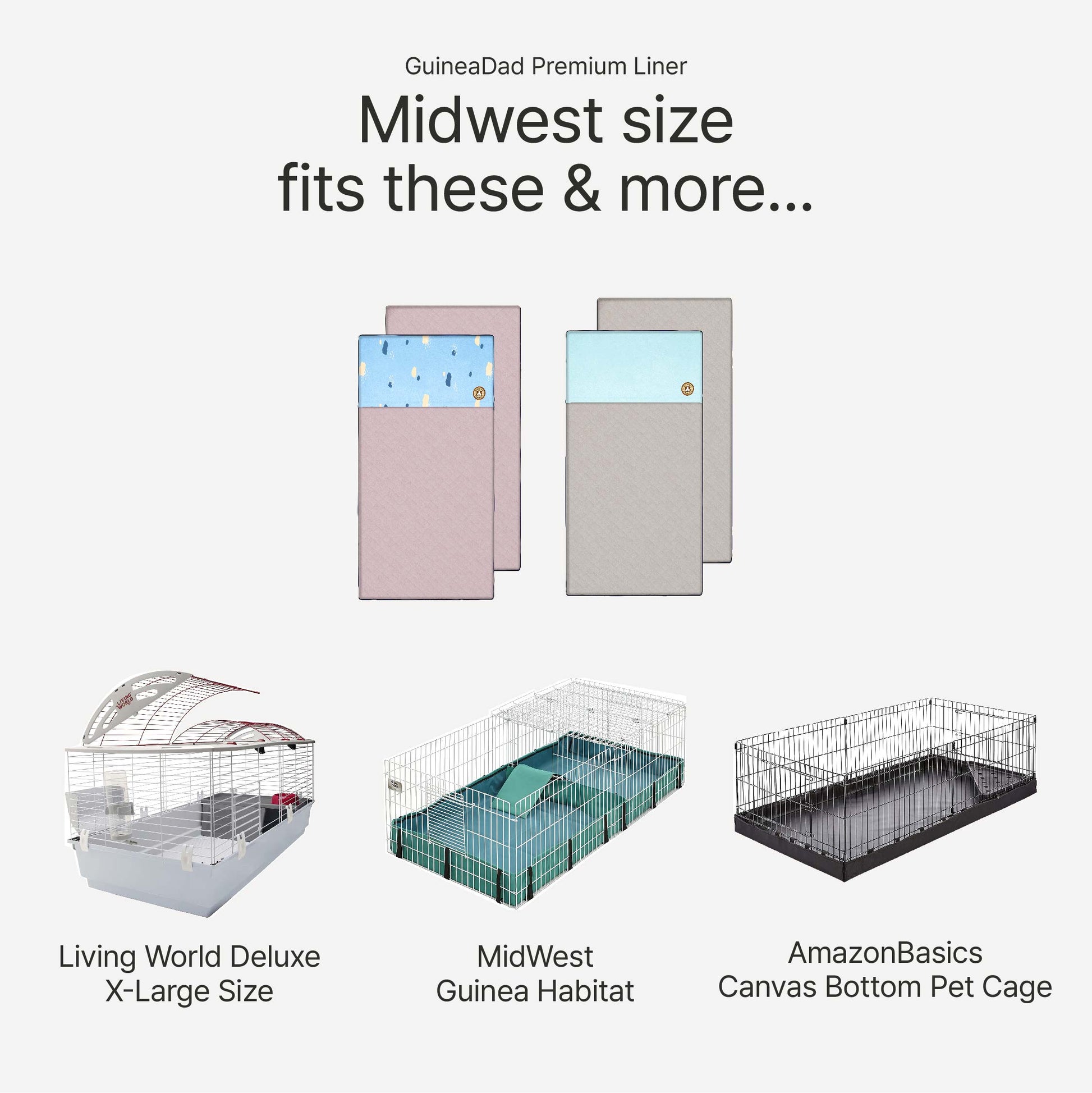 GuineaDad premium liner midwest size fitting guide
