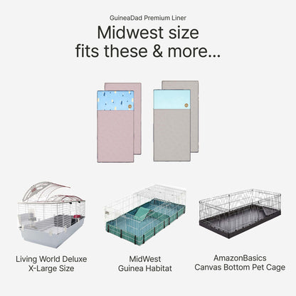 GuineaDad premium liner midwest size fitting guide